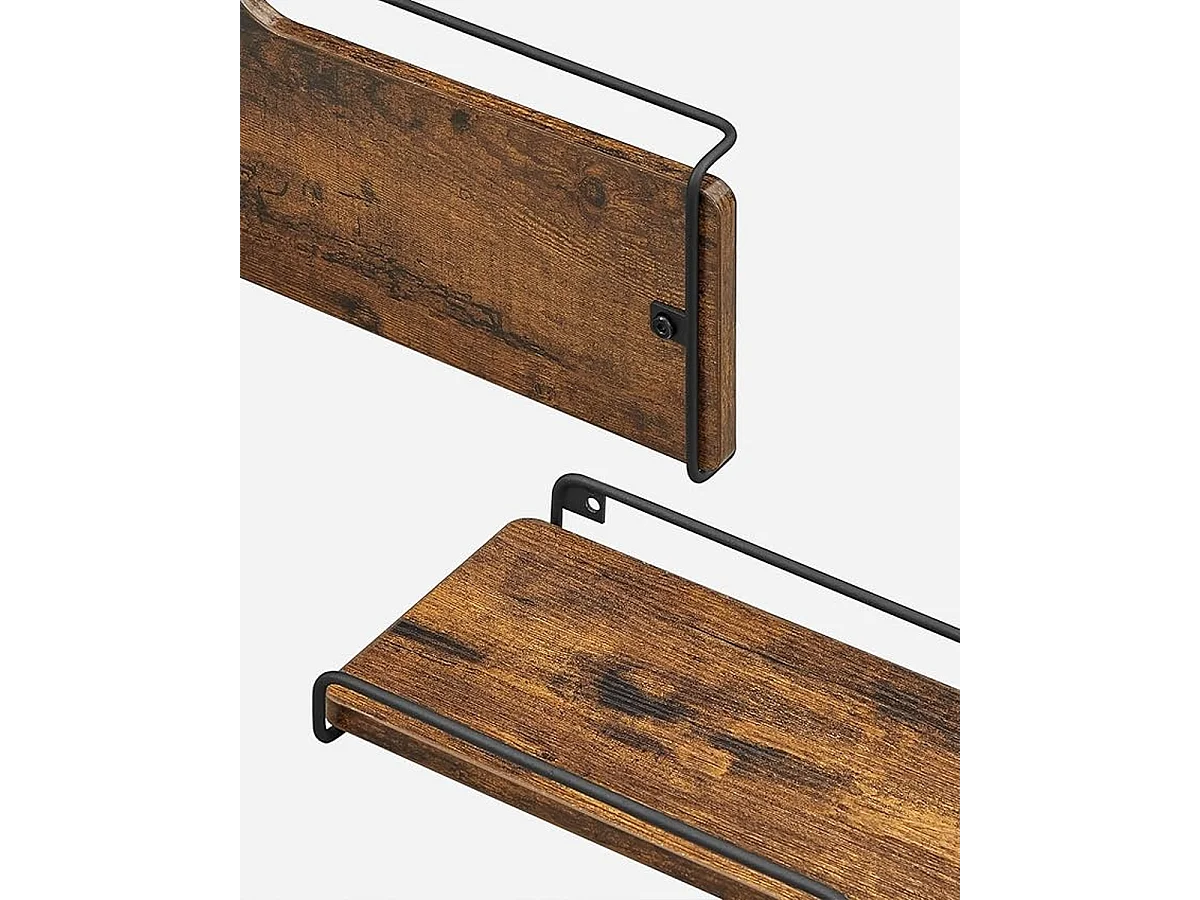 Parya Home L-vormige hoekplank, set van 2, wandplank, industrieel ontwerp, vintage bruin-zwart