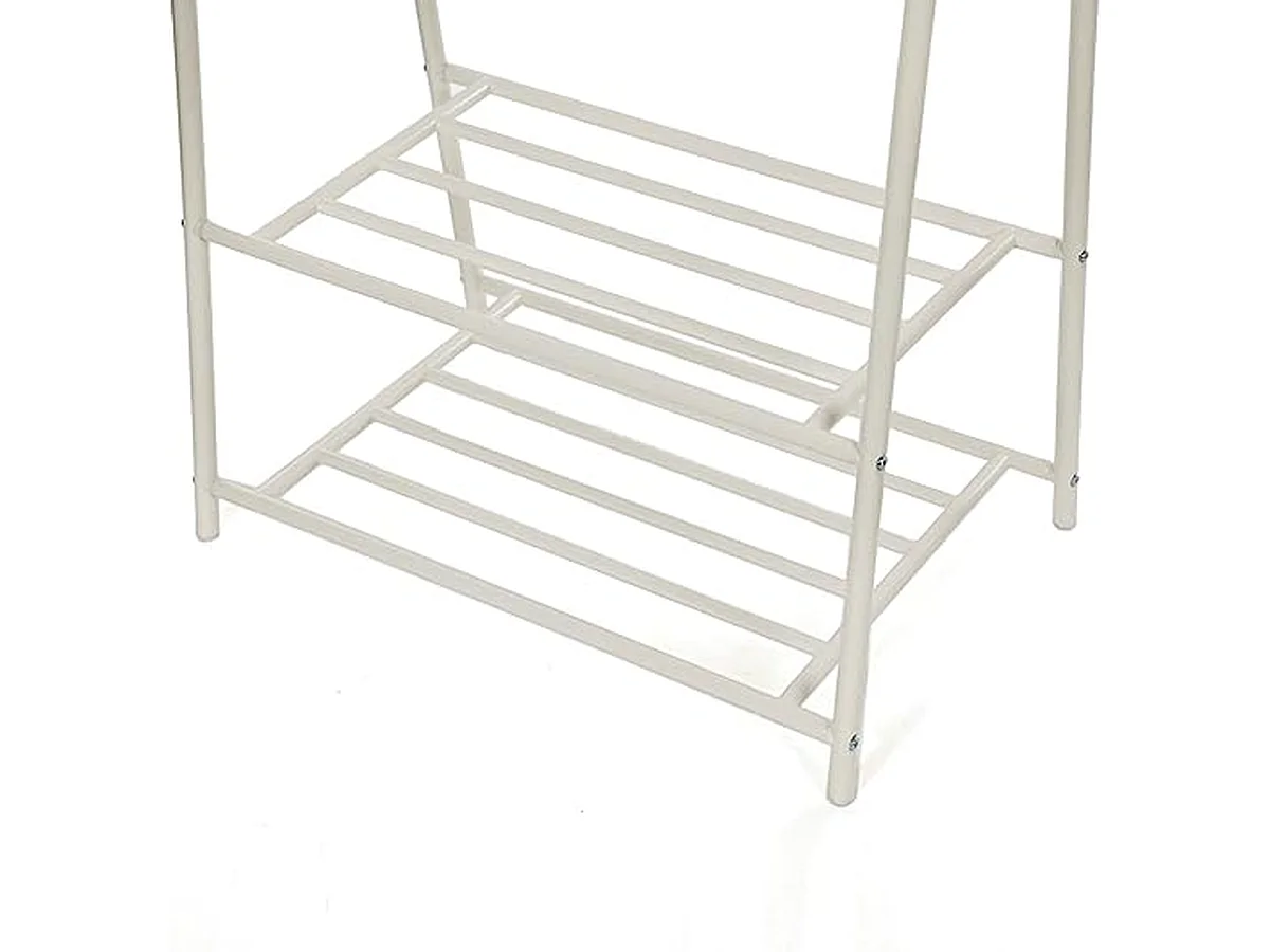 Parya Porte-manteau - Porte-manteau avec porte-chaussures - Blanc - 87,5 x 64 x 155 cm