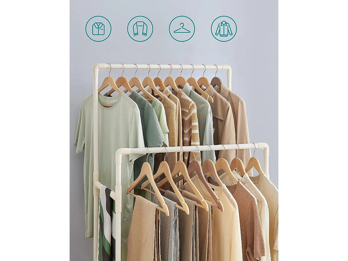 Parya Home Porte-vêtements - 2 barres - métal - blanc