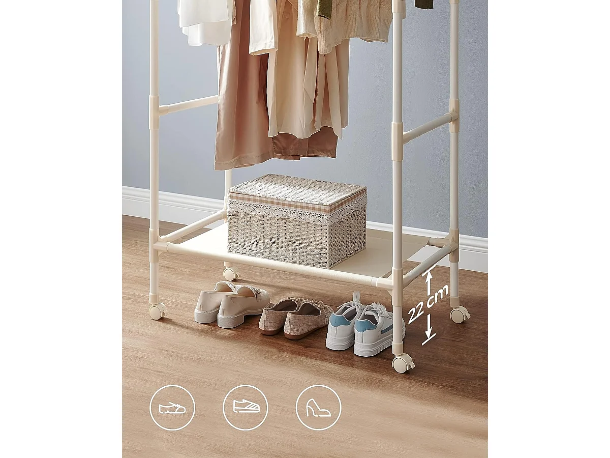 Parya Home Porte-vêtements - 2 barres - métal - blanc