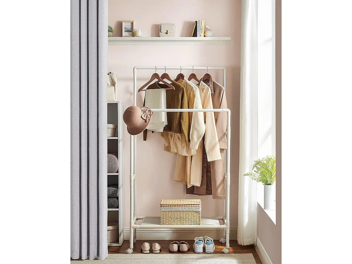 Parya Home Porte-vêtements - 2 barres - métal - blanc