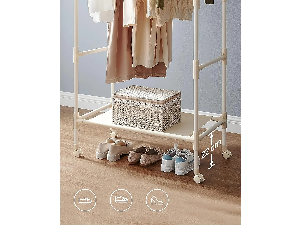 Parya Home kledingrek - 2 stangen - metaal - wit