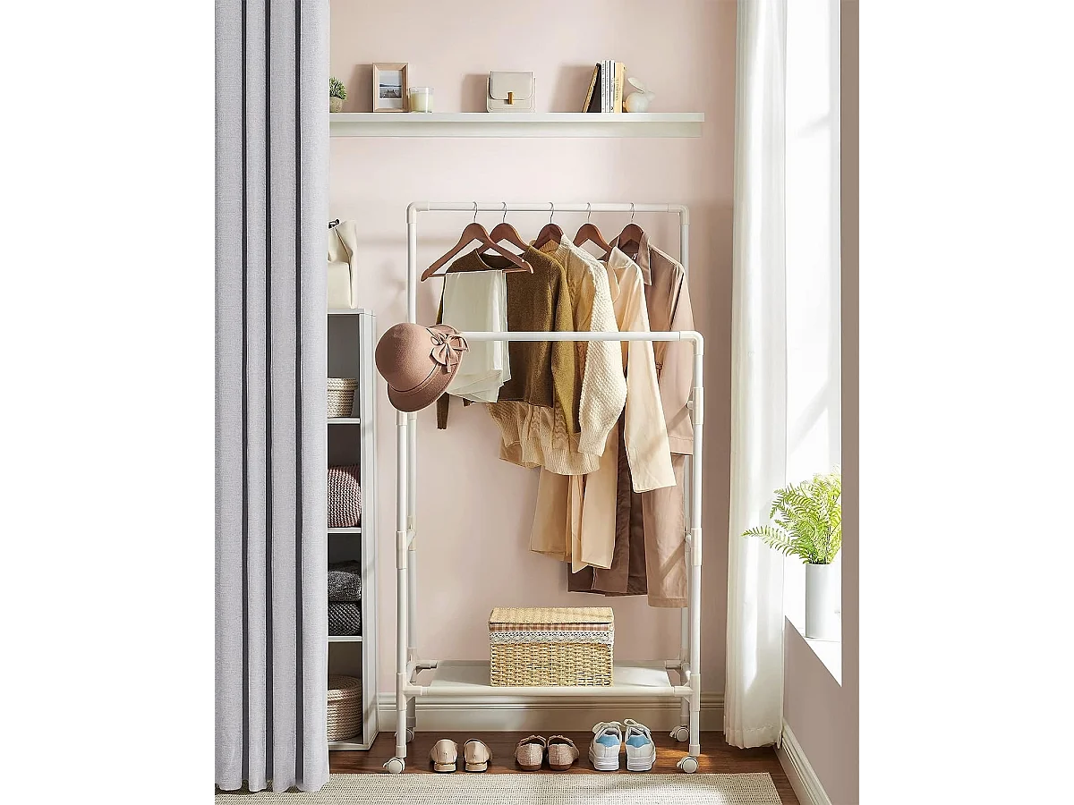 Parya Home kledingrek - 2 stangen - metaal - wit