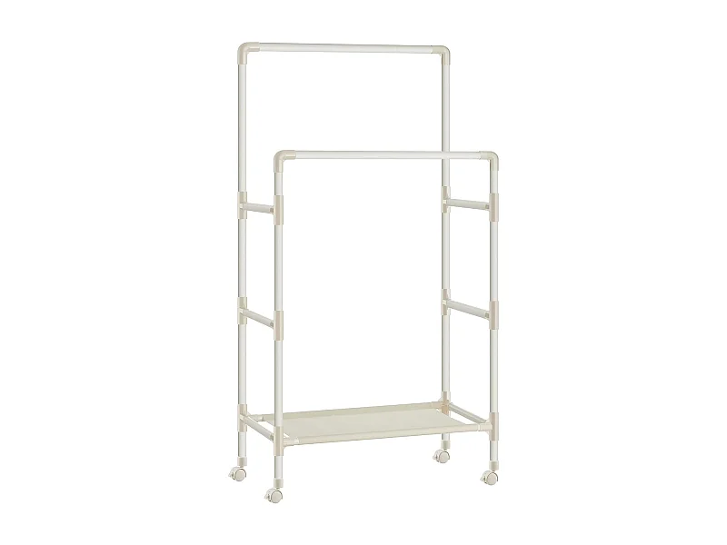 Parya Home kledingrek - 2 stangen - metaal - wit