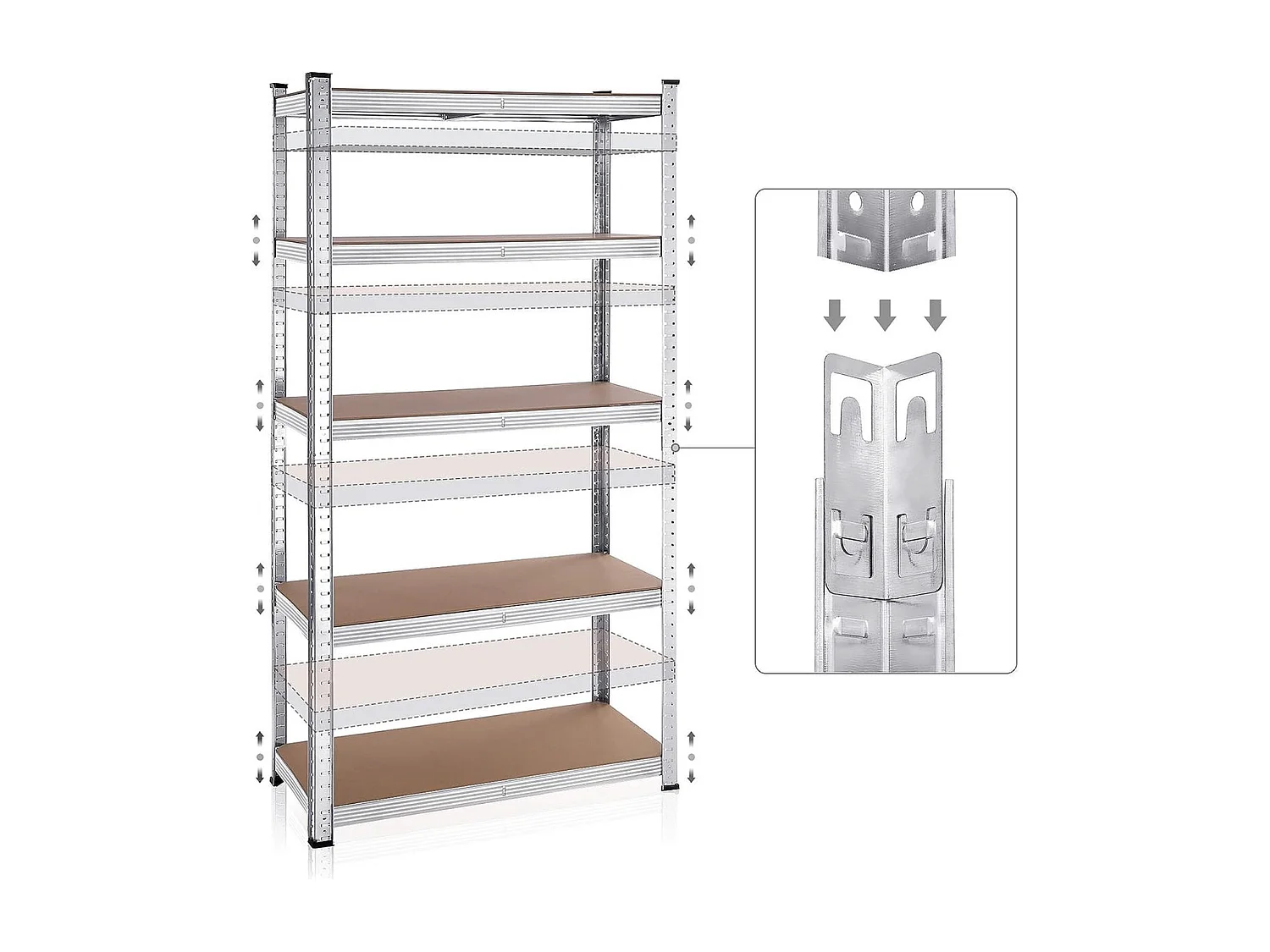 Bobbel Home Etagères à usage intensif Set de 2 Silver