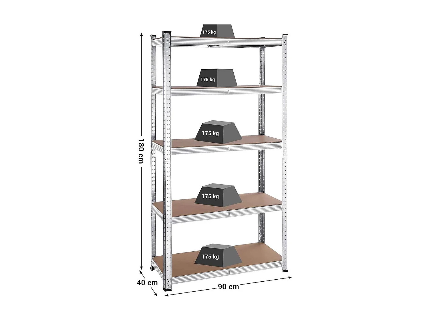 Bobbel Home Etagères à usage intensif Set de 2 Silver