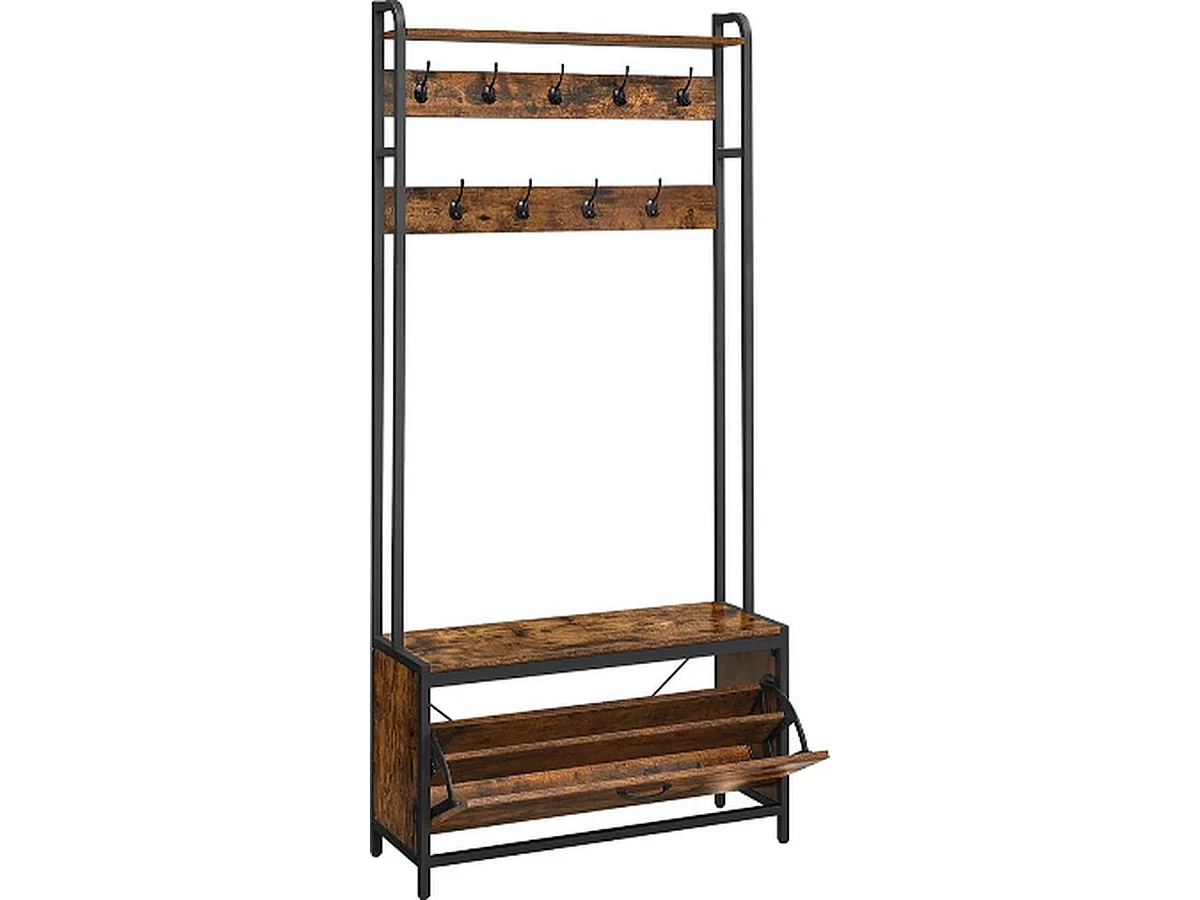 Parya home Porte-manteau avec meuble à chaussures - porte-manteau avec banc - porte-vêtements - porte-chaussures - 9 crochets