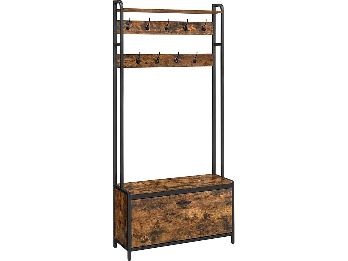 Parya home Porte-manteau avec meuble à chaussures - porte-manteau avec banc - porte-vêtements - porte-chaussures - 9 crochets