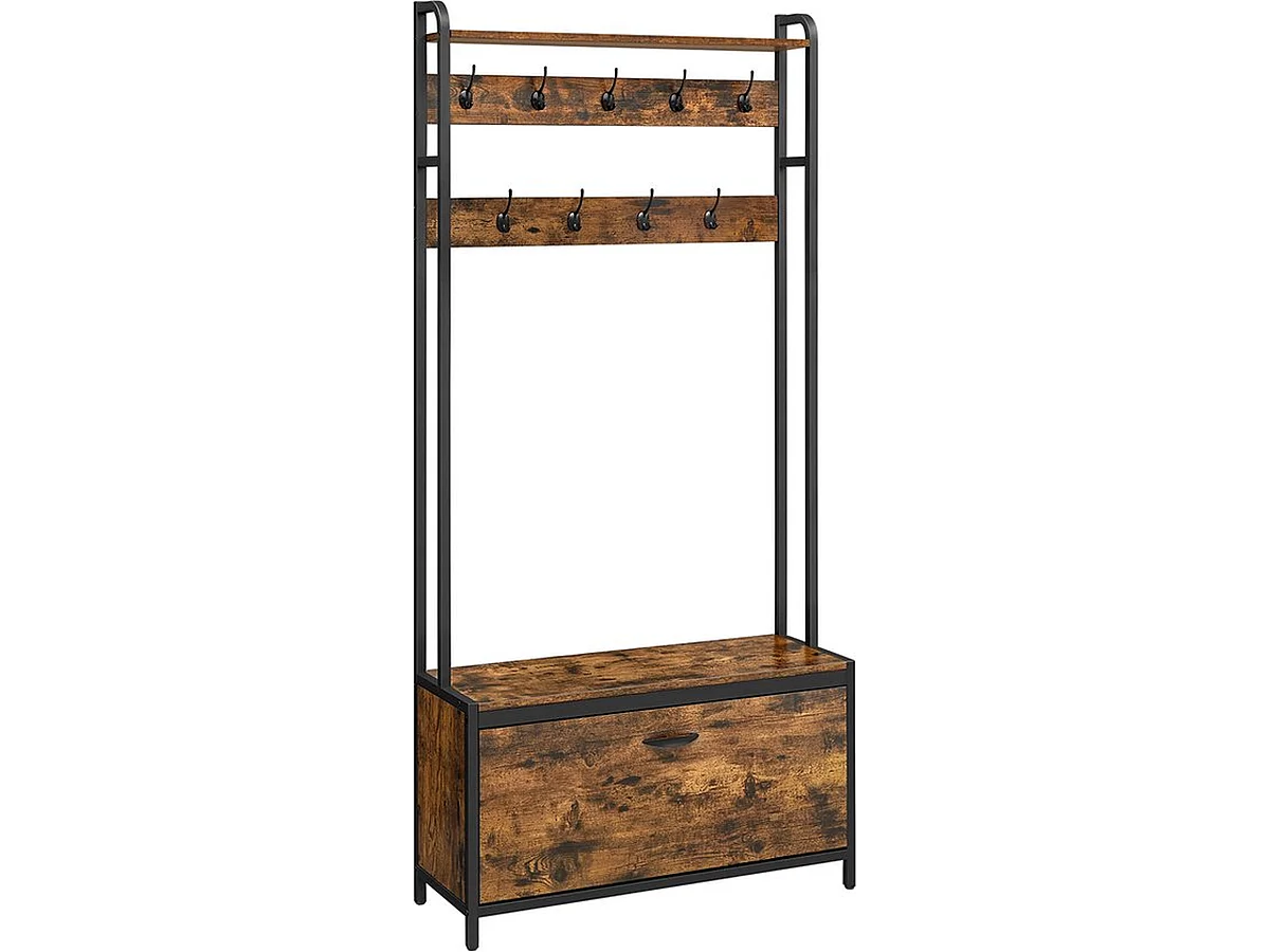 Parya home Porte-manteau avec meuble à chaussures - porte-manteau avec banc - porte-vêtements - porte-chaussures - 9 crochets