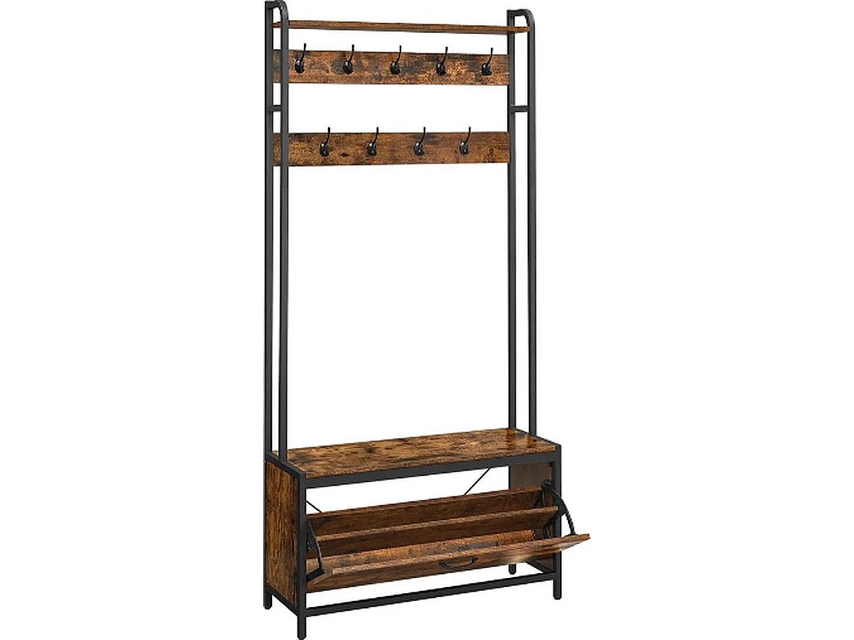 Parya home Porte-manteau avec meuble à chaussures - porte-manteau avec banc - porte-vêtements - porte-chaussures - 9 crochets