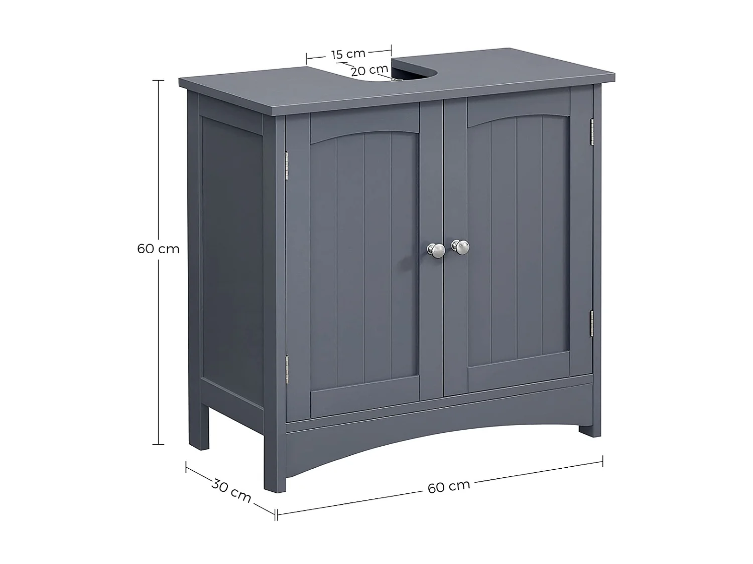 Parya Home - Badkamerkast - Wastafelonderkast - 2 Deuren - Hout - Grijs