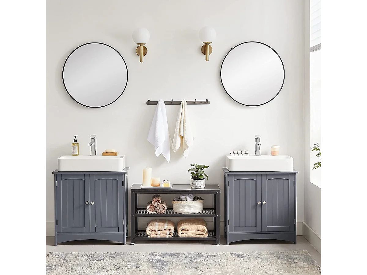 Parya Home - Badkamerkast - Wastafelonderkast - 2 Deuren - Hout - Grijs