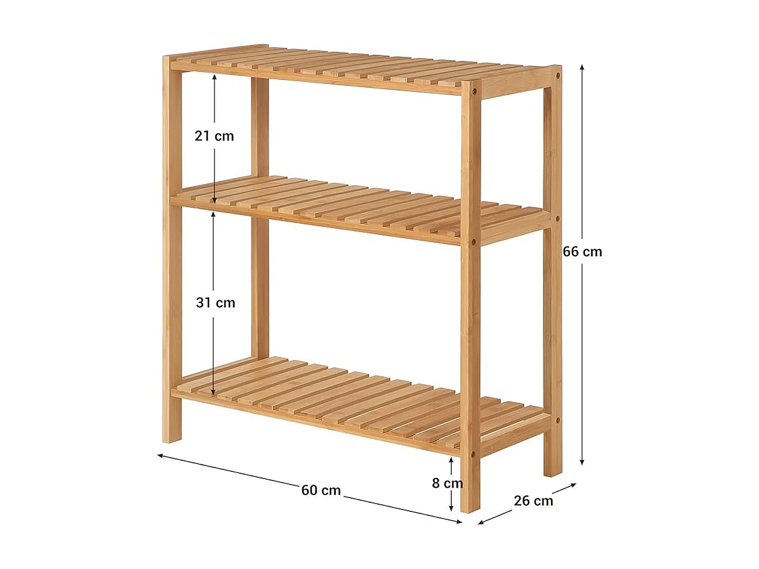 Parya Home - Bamboe Badkamerrek - Badkamermeubel - 3-etage's - Naturel
