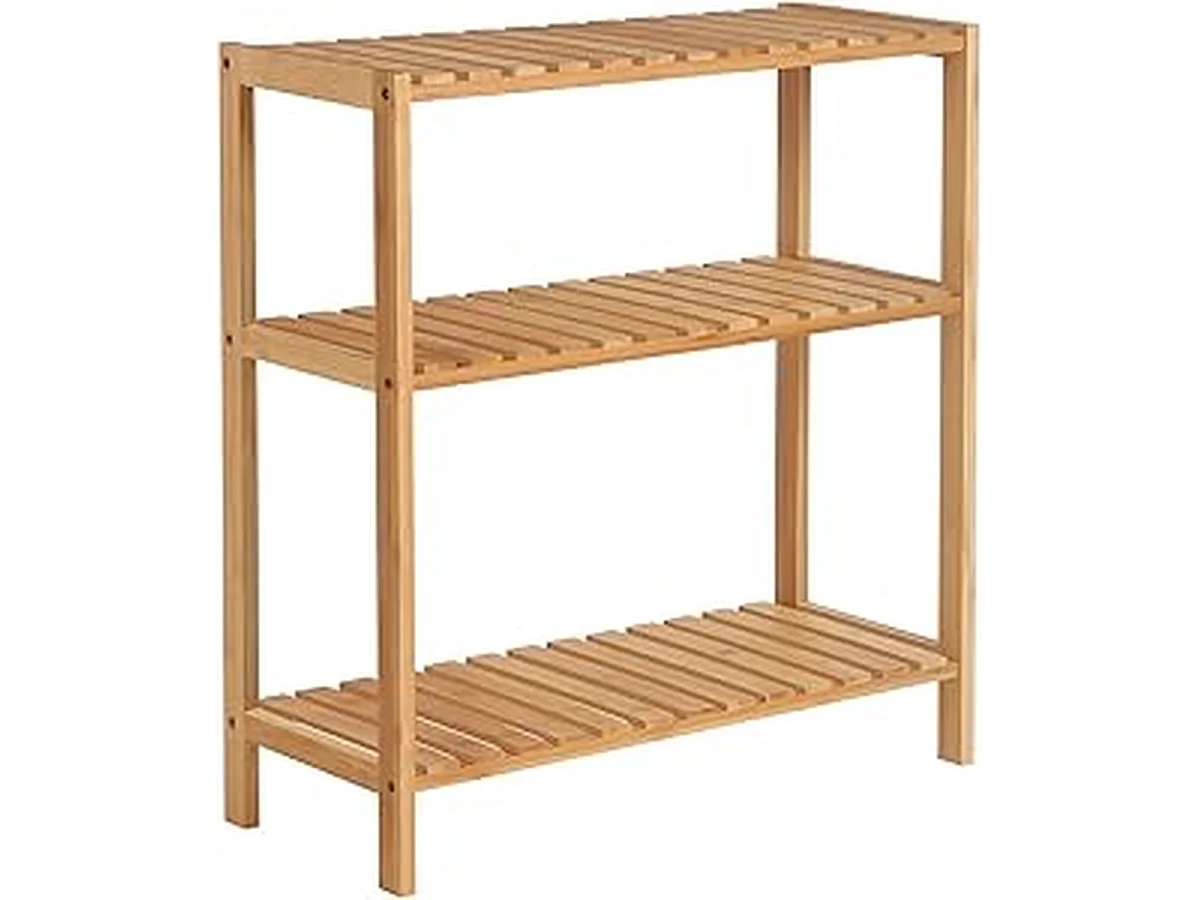 Parya Home - Etagère de salle de bain en bambou - Meuble de salle de bain - 3 étages - Naturel