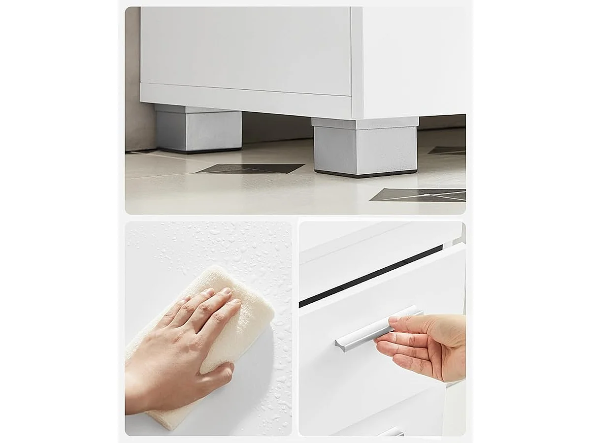 Parya Home Onderkast, Badkamerkast met 3laden, 2 compartimenten achter de deur, 30x 70x 64cm, Wit