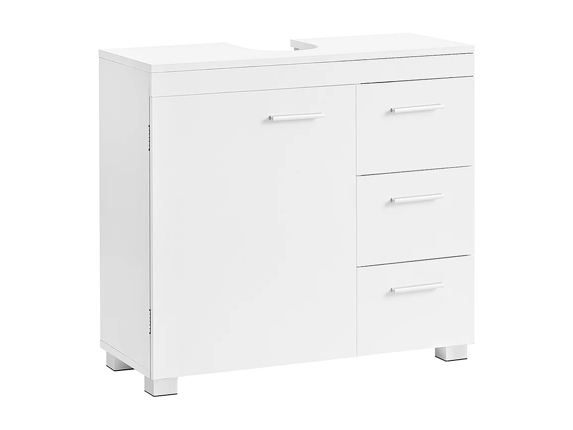 Parya Home Onderkast, Badkamerkast met 3laden, 2 compartimenten achter de deur, 30x 70x 64cm, Wit