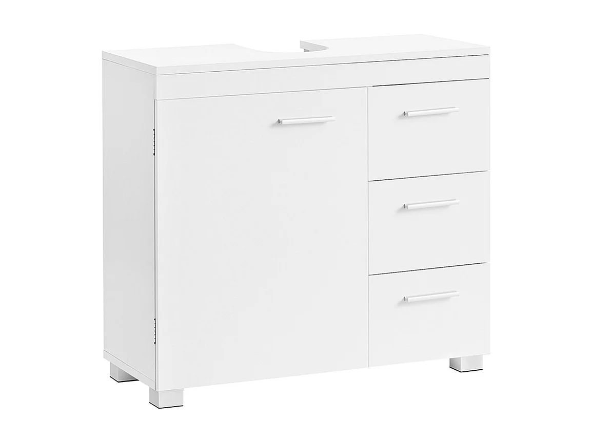 Parya Home Onderkast, Badkamerkast met 3laden, 2 compartimenten achter de deur, 30x 70x 64cm, Wit