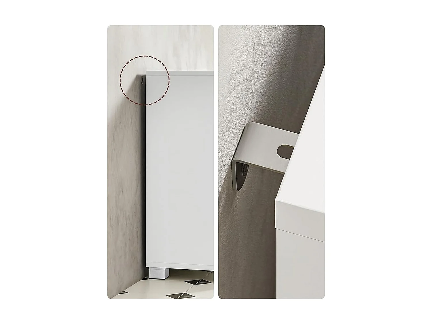 Parya Home Onderkast, Badkamerkast met 3laden, 2 compartimenten achter de deur, 30x 70x 64cm, Wit