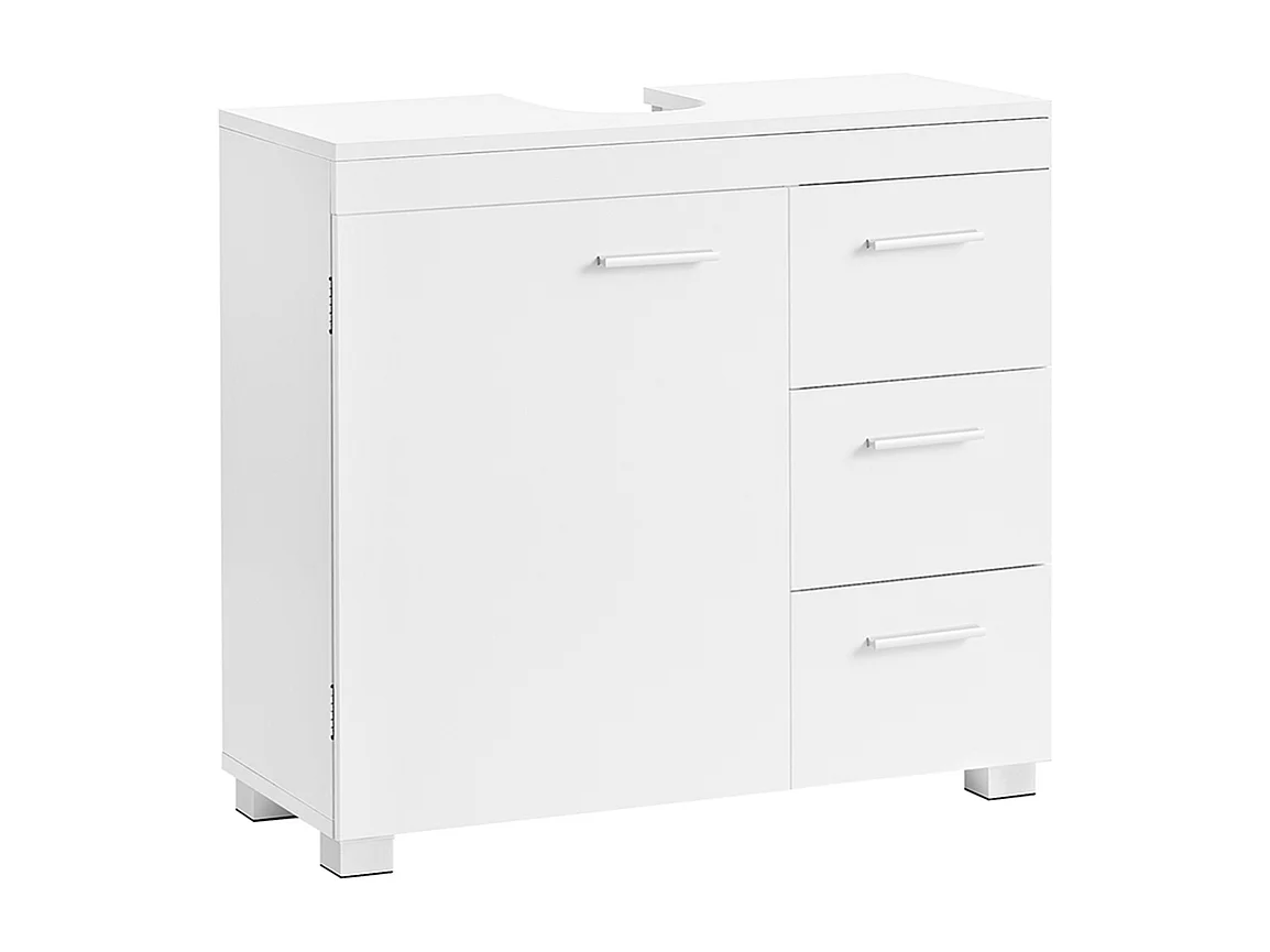 Parya Home Onderkast, Badkamerkast met 3laden, 2 compartimenten achter de deur, 30x 70x 64cm, Wit