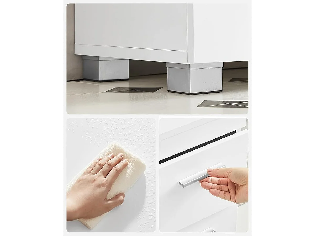 Parya Home Onderkast, Badkamerkast met 3laden, 2 compartimenten achter de deur, 30x 70x 64cm, Wit