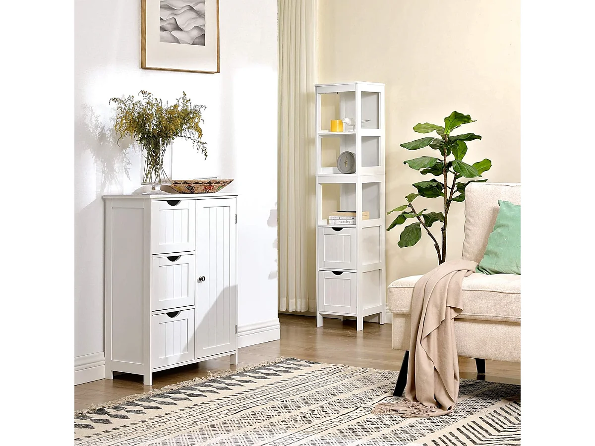 Parya Home - Armoire de toilette haute - Bois - Blanc