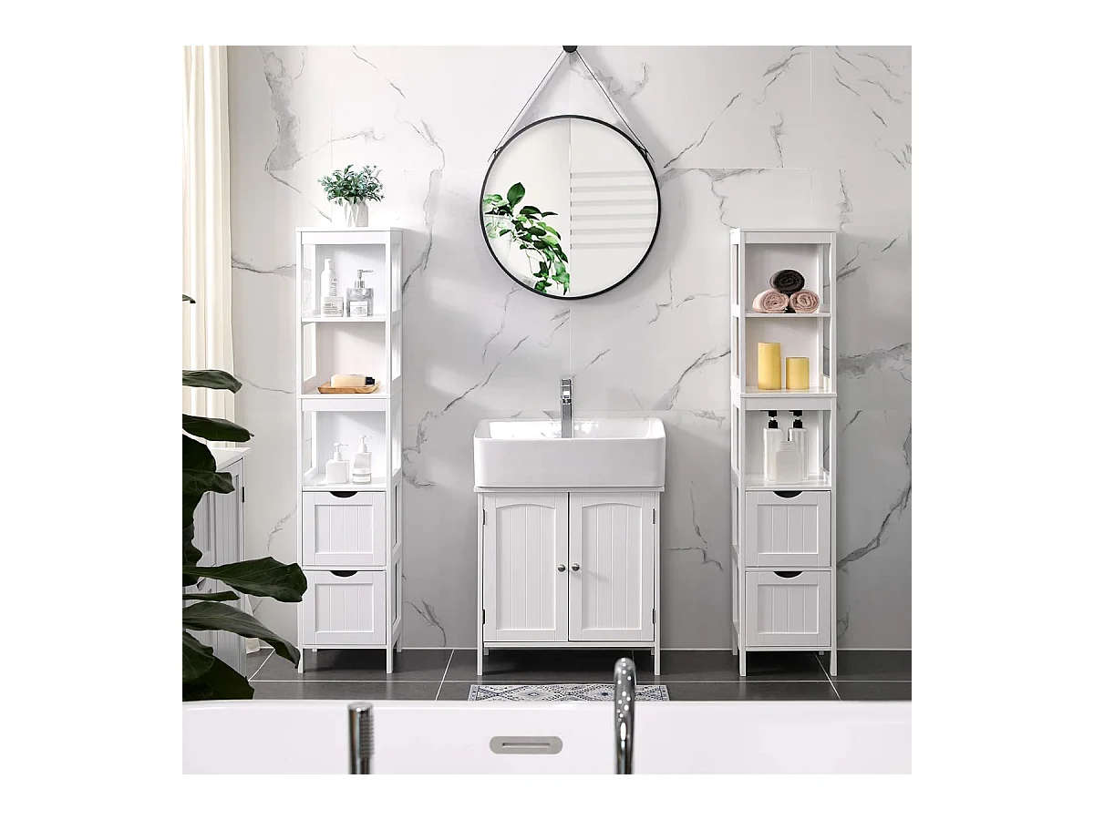 Parya Home - Hoge Badkamerkast - Hout - Wit