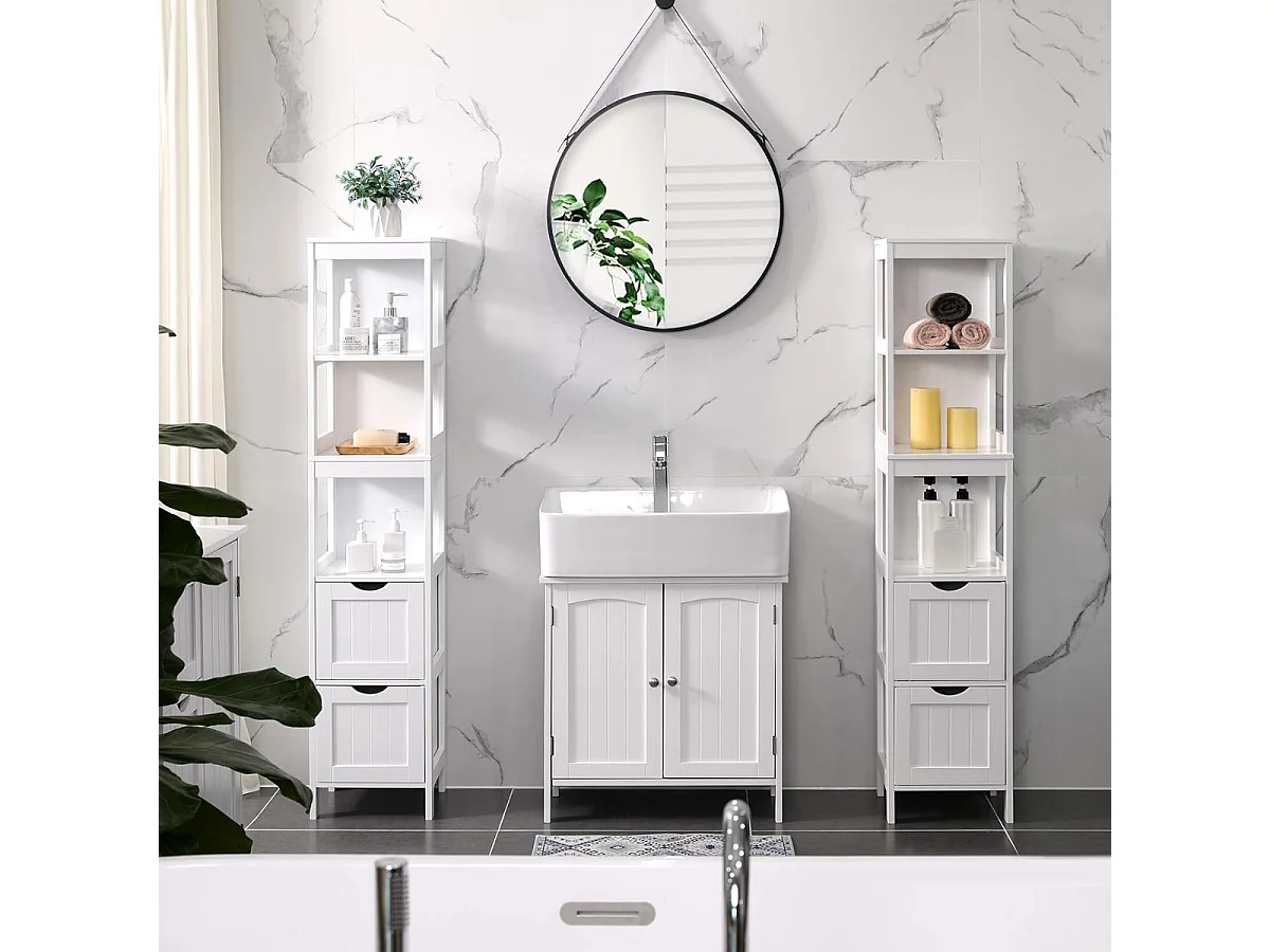 Parya Home - Hoge Badkamerkast - Hout - Wit