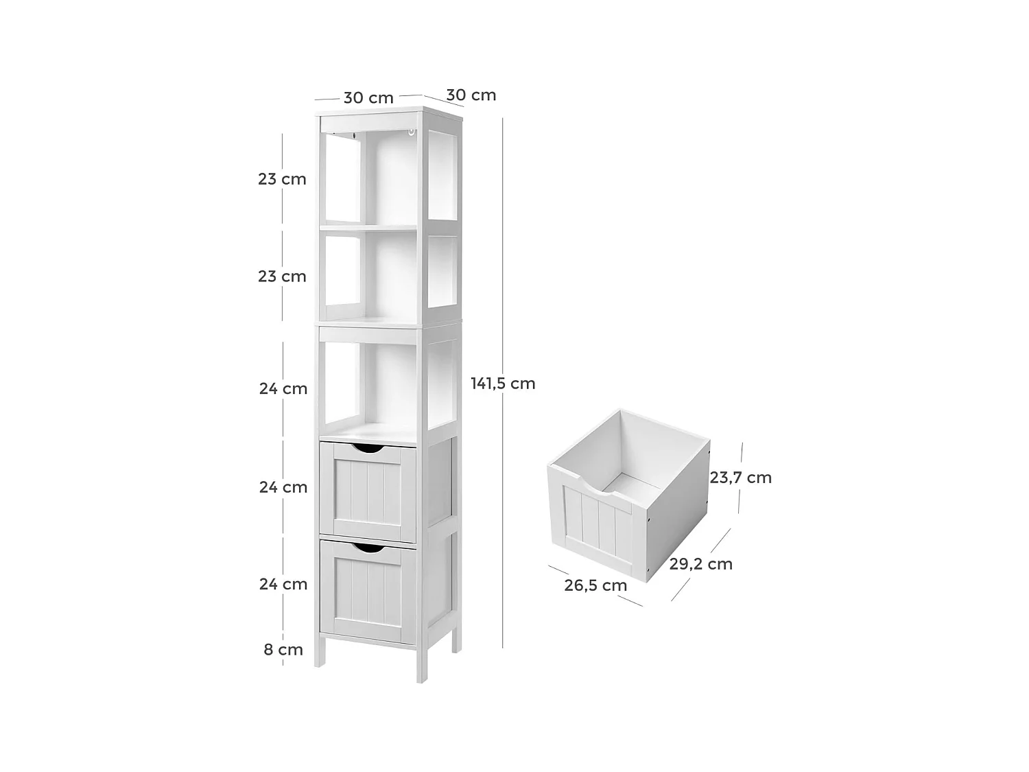 Parya Home - Hoge Badkamerkast - Hout - Wit
