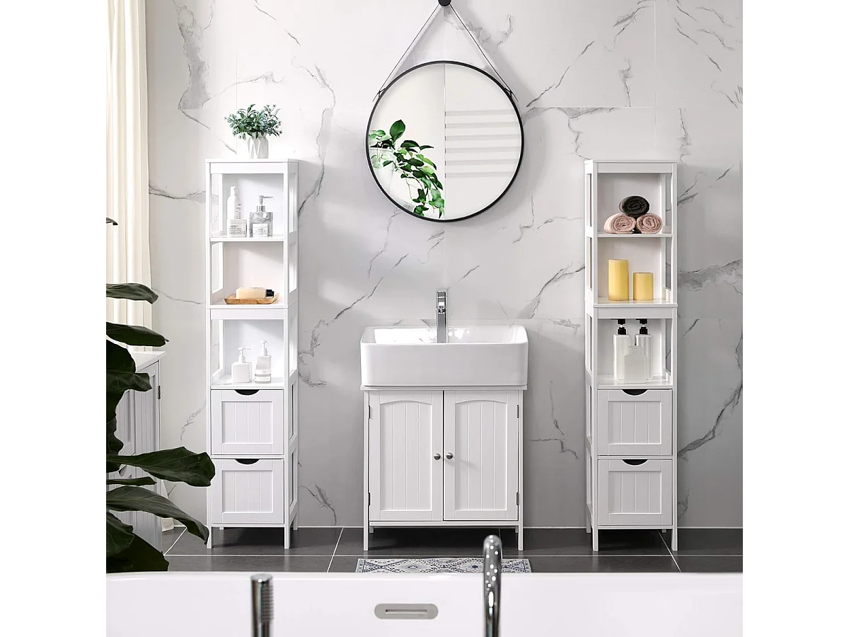 Parya Home - Hoge Badkamerkast - Hout - Wit