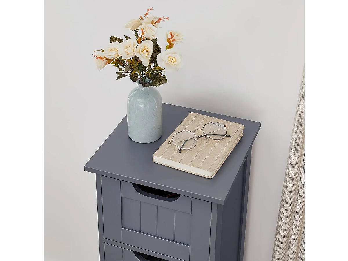 Parya Home Badkamerkast, badkamerkast, zijkast met 4 laden, 30 x 30 x 82 cm,  grijs