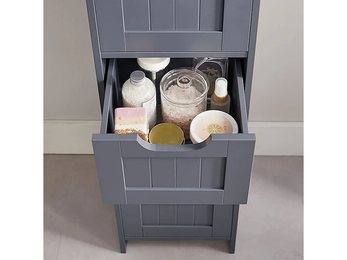 Parya Home Badkamerkast, badkamerkast, zijkast met 4 laden, 30 x 30 x 82 cm,  grijs