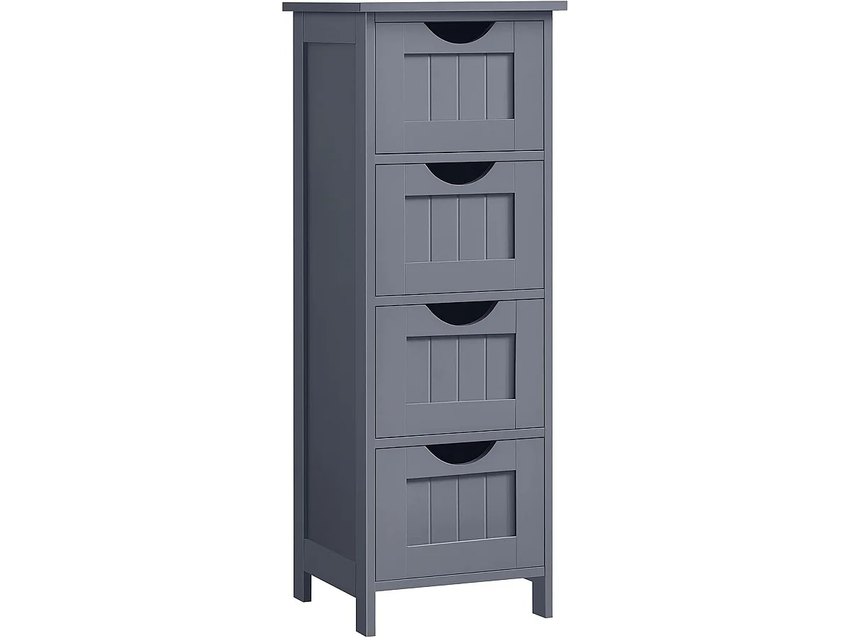 Parya Home Badkamerkast, badkamerkast, zijkast met 4 laden, 30 x 30 x 82 cm,  grijs