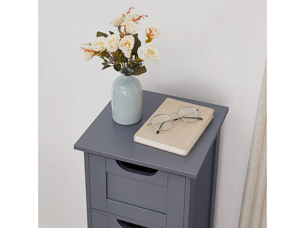 Parya Home Badkamerkast, badkamerkast, zijkast met 4 laden, 30 x 30 x 82 cm,  grijs