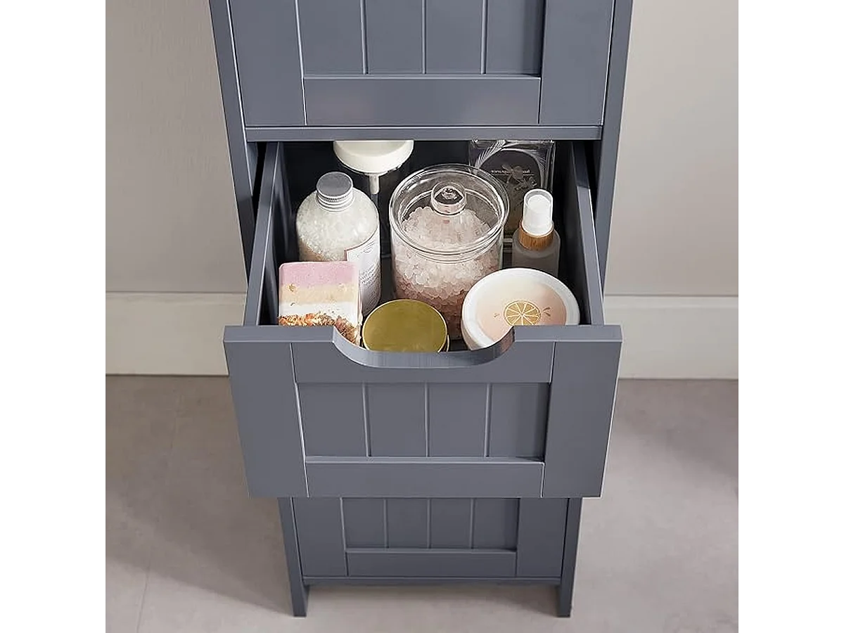 Parya Home Badkamerkast, badkamerkast, zijkast met 4 laden, 30 x 30 x 82 cm,  grijs