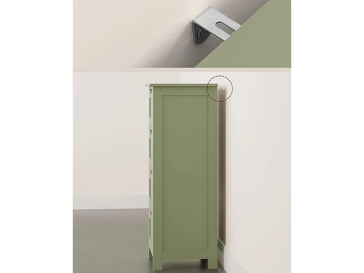 Parya Home Badkamerkast, badkamerkast, zijkast met 4 laden, 30 x 30 x 82 cm, lauriergroen