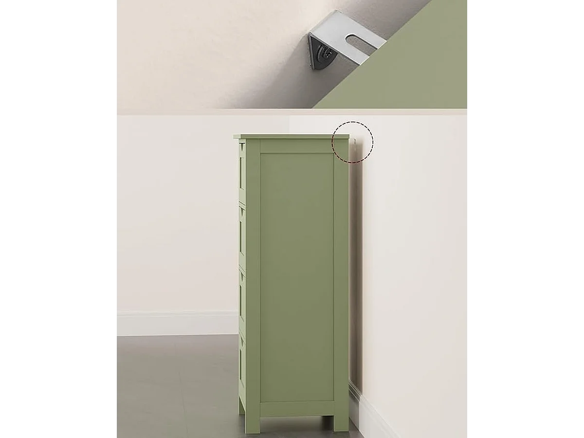 Parya Home Badkamerkast, badkamerkast, zijkast met 4 laden, 30 x 30 x 82 cm, lauriergroen