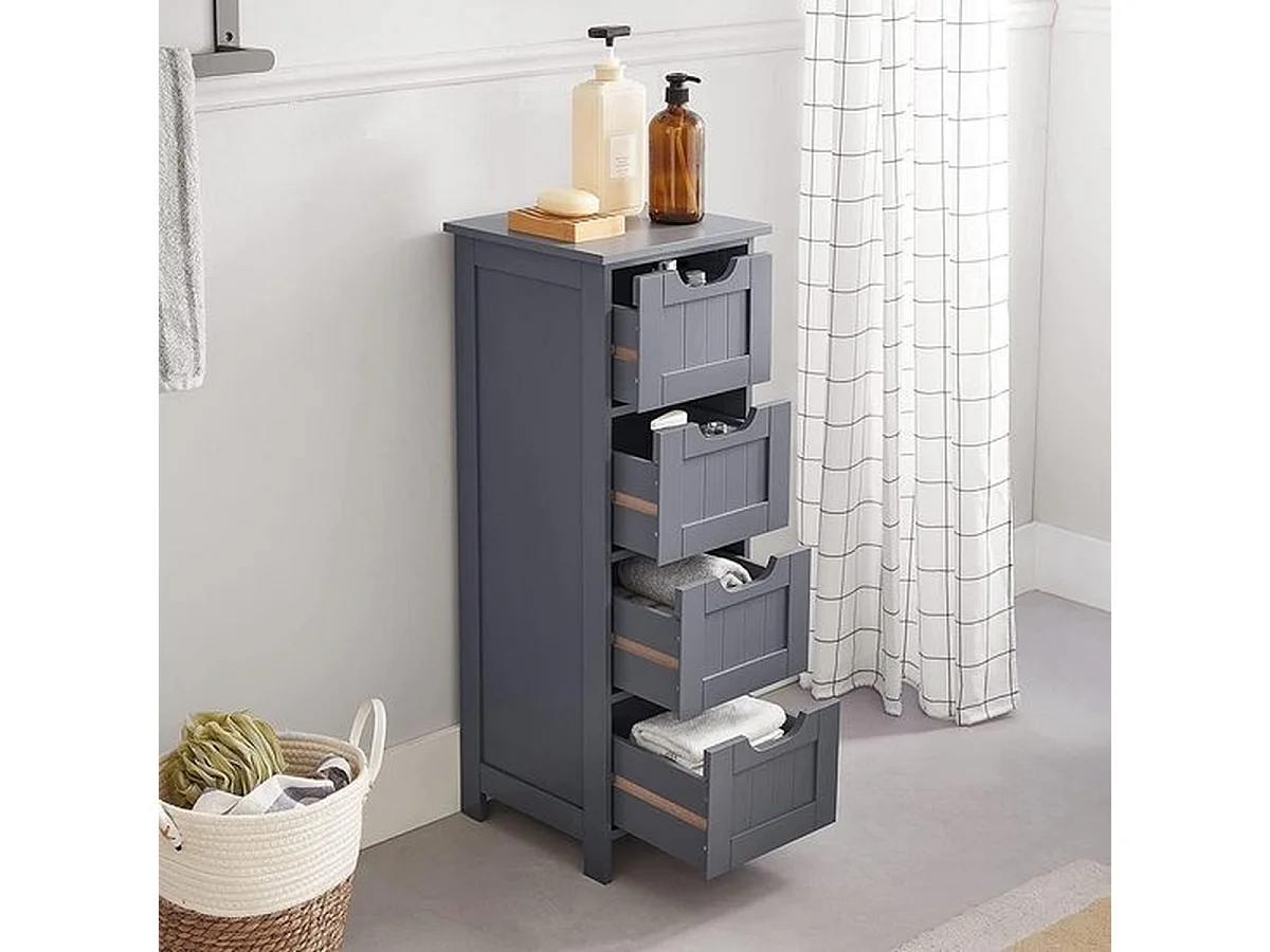 Parya Home - Smalle Ladekast - 4 Lades - Hout - Grijs