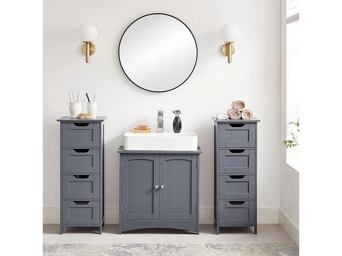 Parya Home - Smalle Ladekast - 4 Lades - Hout - Grijs