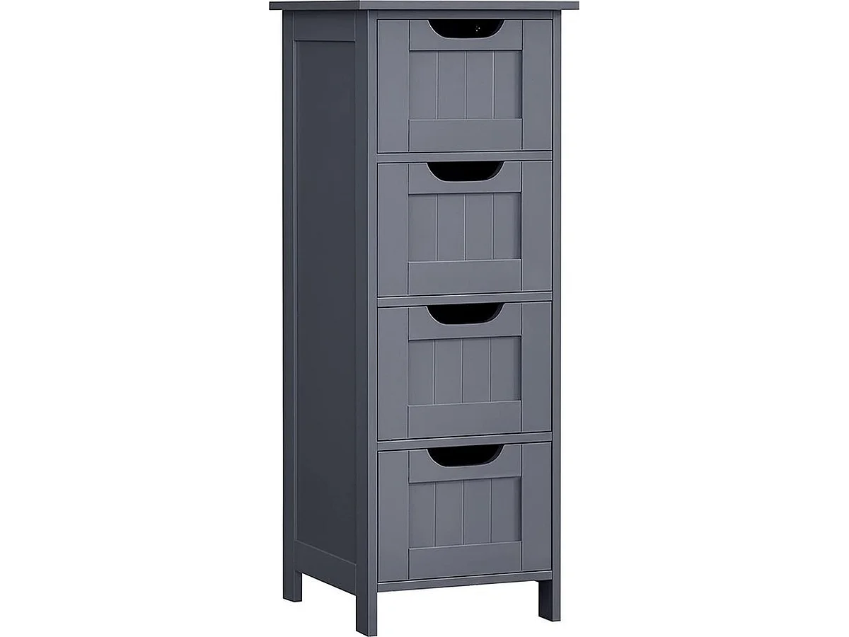 Parya Home - Smalle Ladekast - 4 Lades - Hout - Grijs