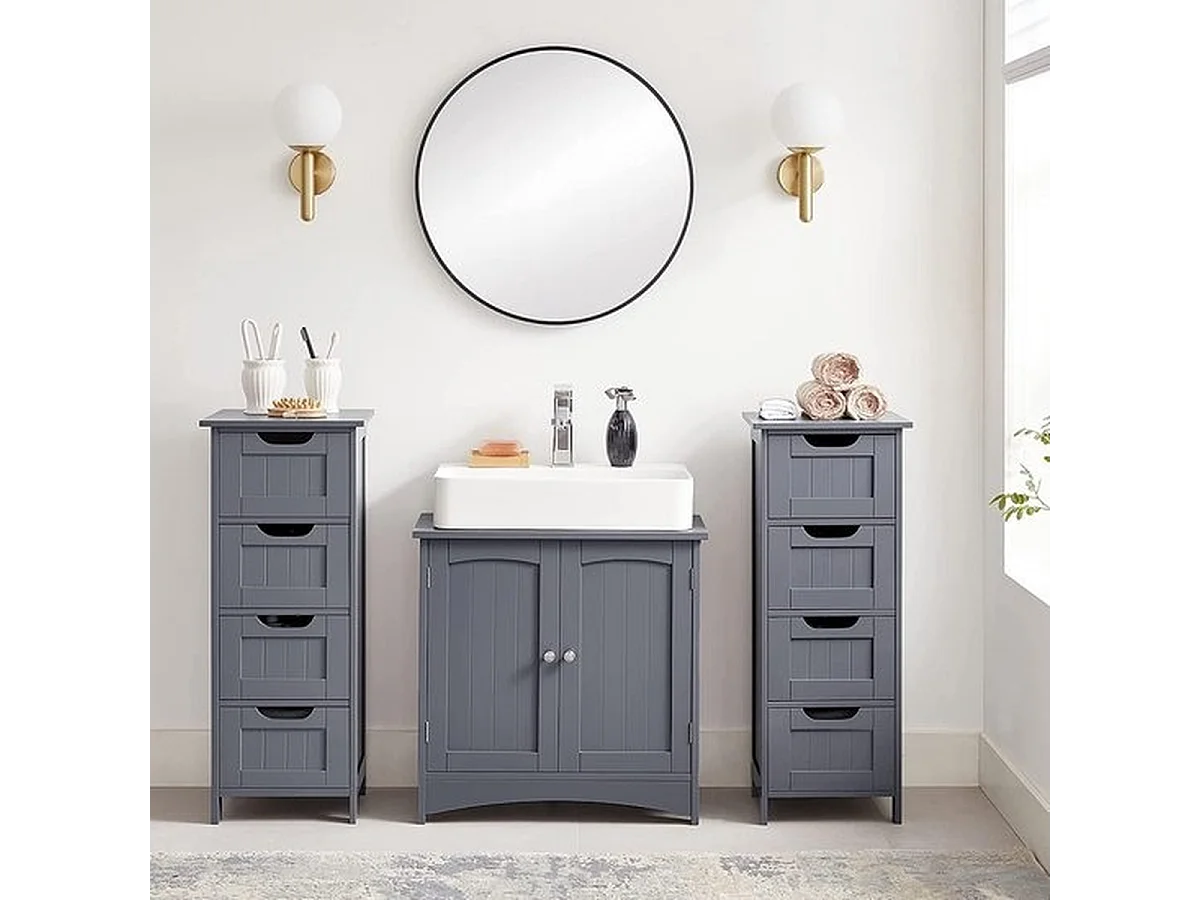 Parya Home - Smalle Ladekast - 4 Lades - Hout - Grijs