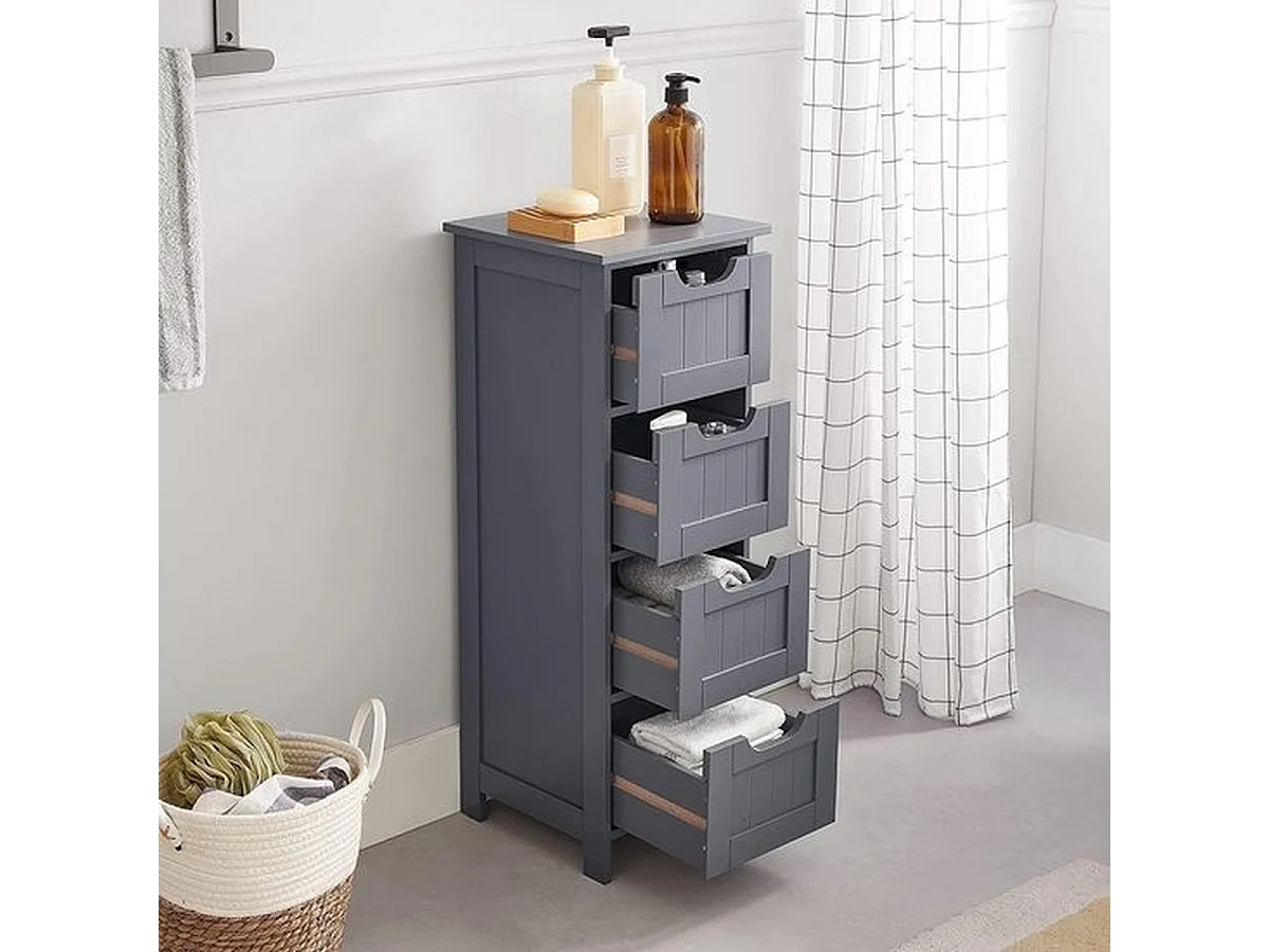 Parya Home - Smalle Ladekast - 4 Lades - Hout - Grijs