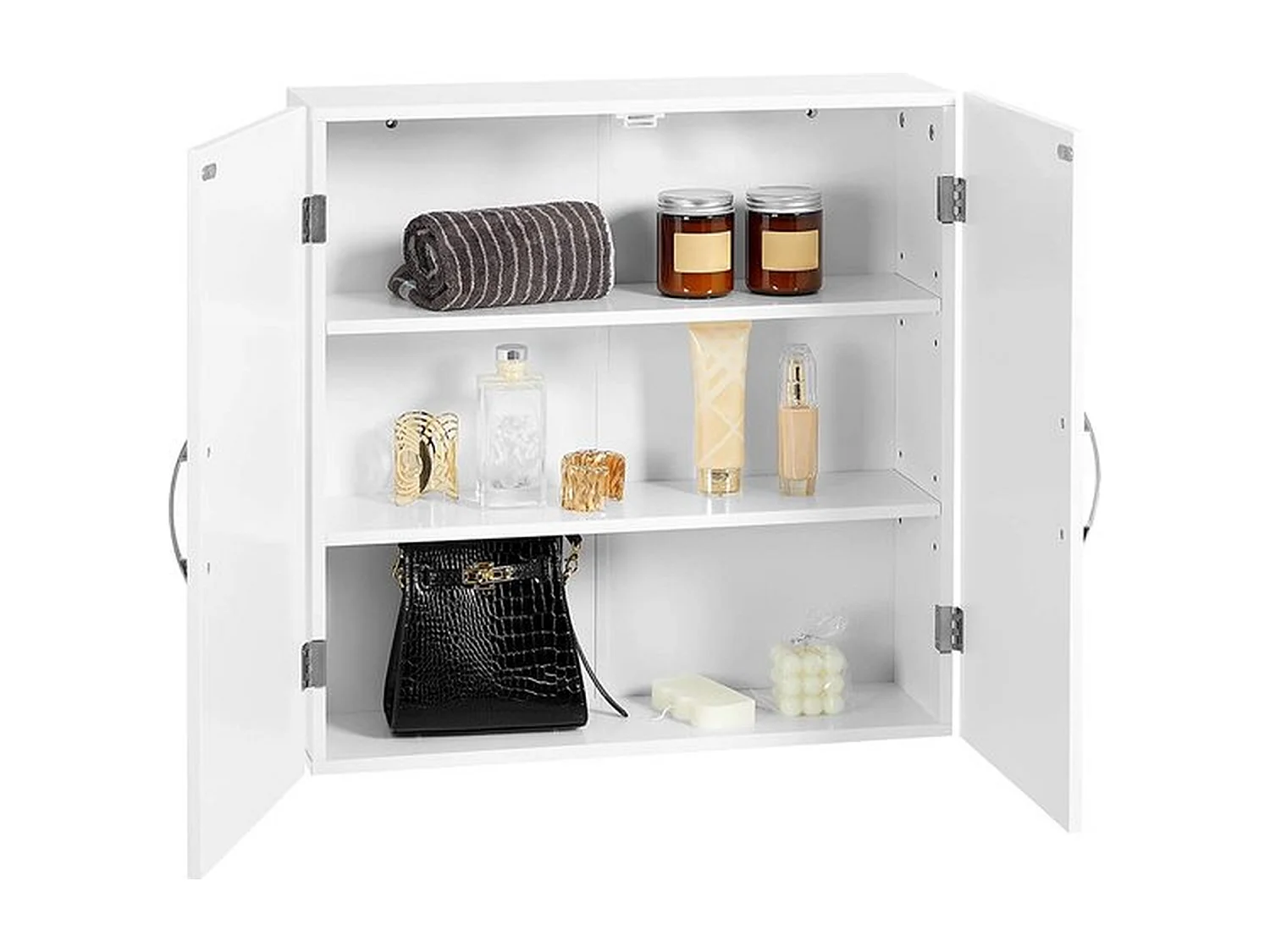 Parya Home - Badkamerkast - Wandkast - 2 Deuren - Verstelbare planken - Hout - Wit