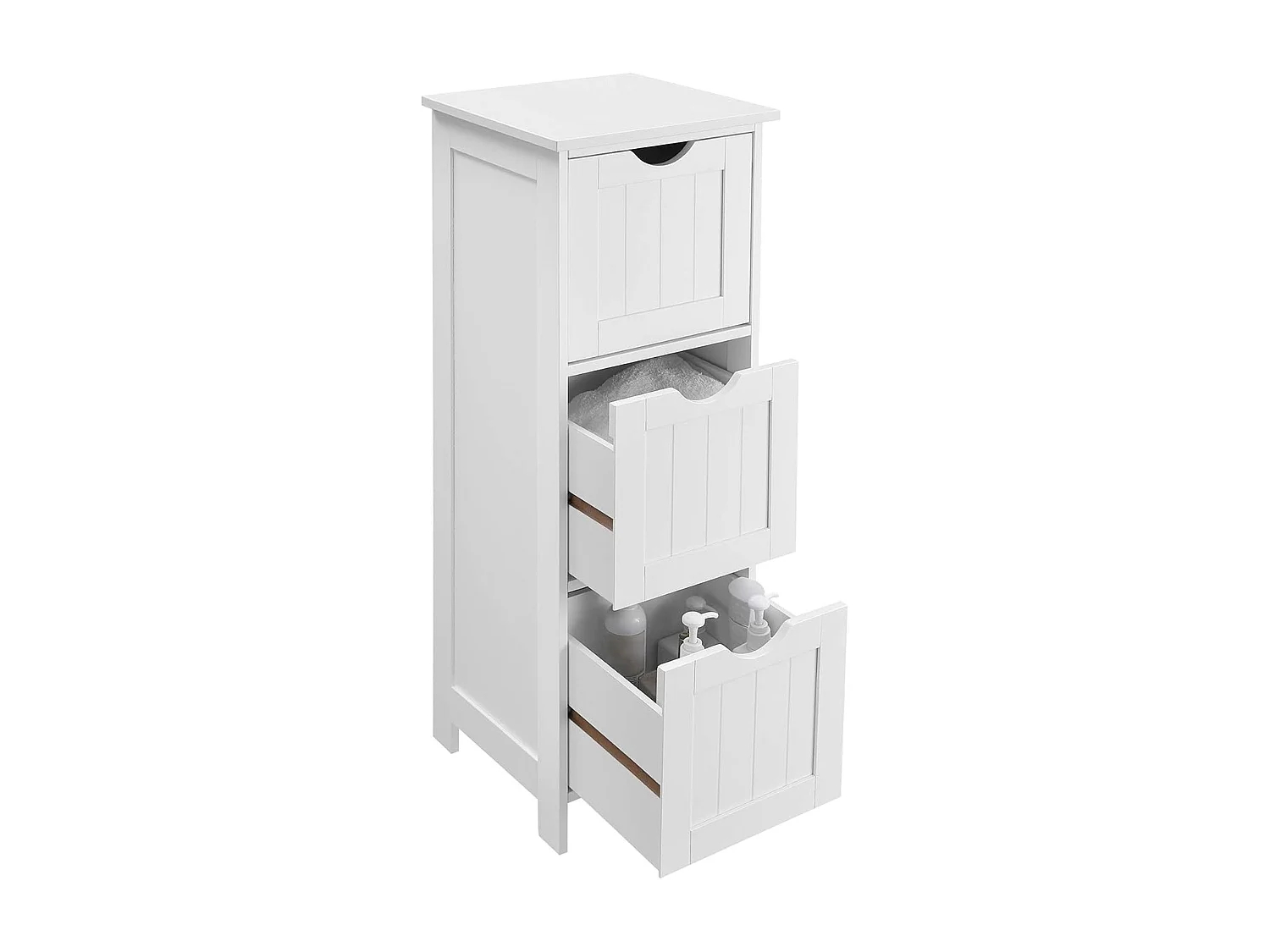 Parya Home Armoire de toilette, armoire de salle de bain, armoire latérale avec 4 tiroirs, 30 x 30 x 82 cm, blanc mat