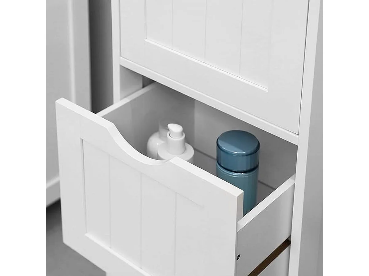 Parya Home Armoire de toilette, armoire de salle de bain, armoire latérale avec 4 tiroirs, 30 x 30 x 82 cm, blanc mat