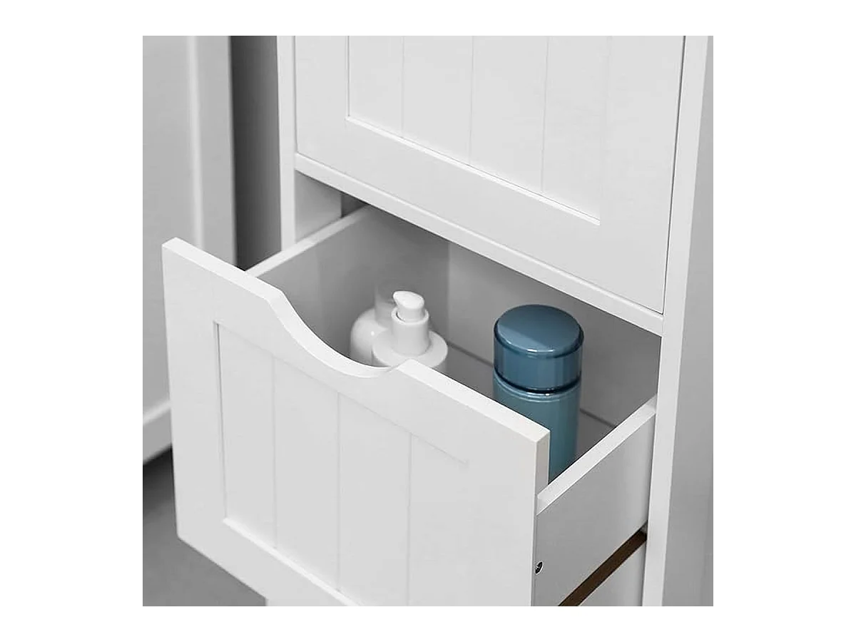 Parya Home Badkamerkast, badkamerkast, zijkast met 4 laden, 30 x 30 x 82 cm, mat wit