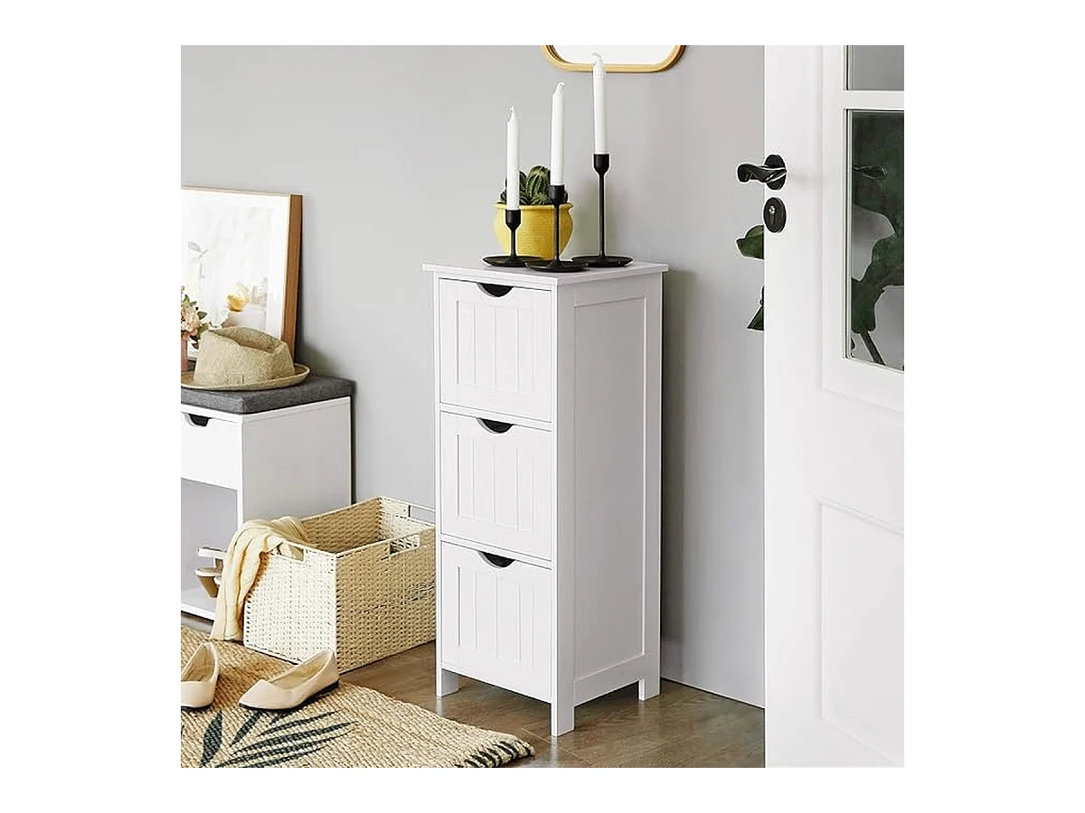 Parya Home Badkamerkast, badkamerkast, zijkast met 4 laden, 30 x 30 x 82 cm, mat wit
