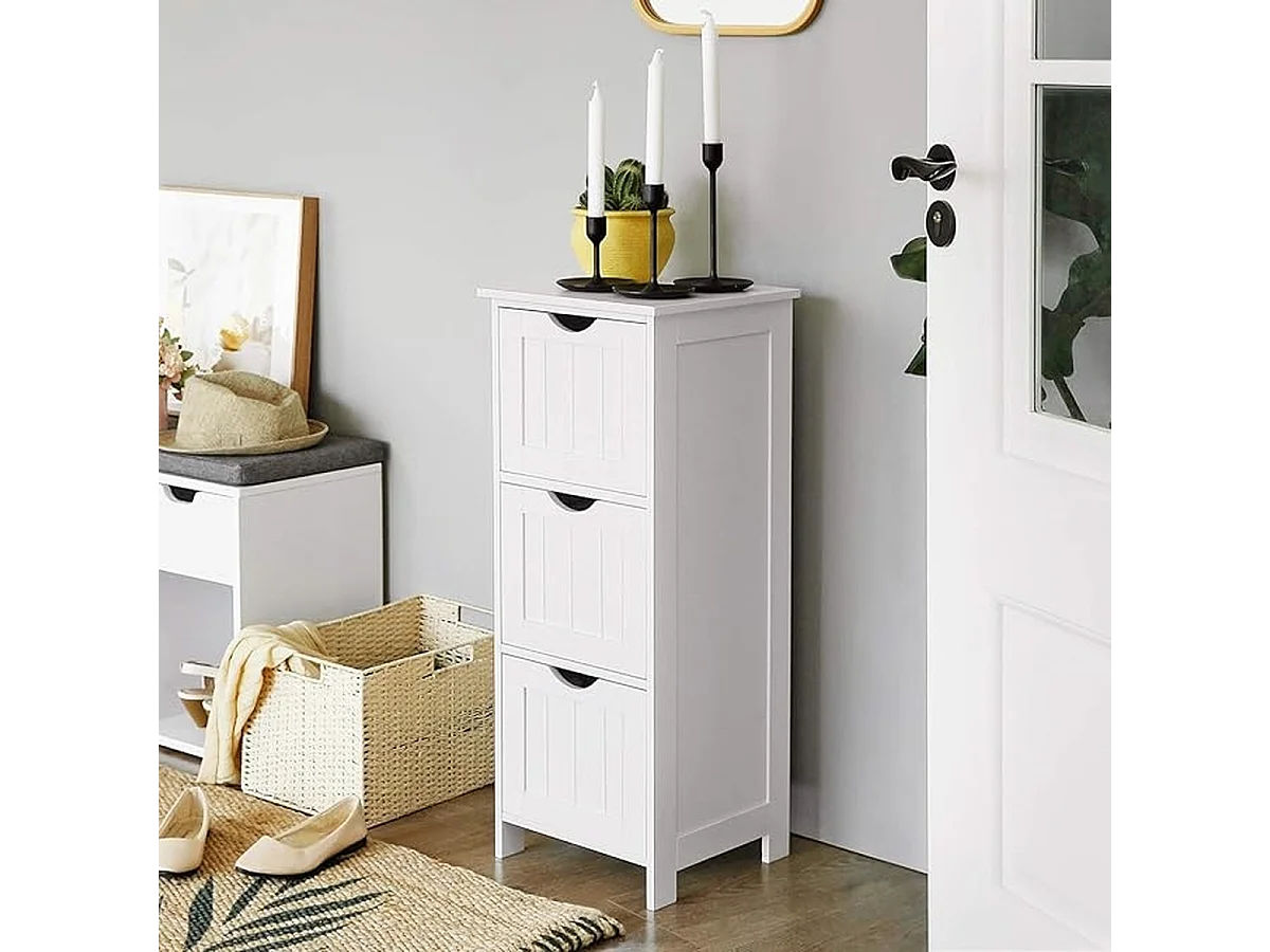 Parya Home Badkamerkast, badkamerkast, zijkast met 4 laden, 30 x 30 x 82 cm, mat wit