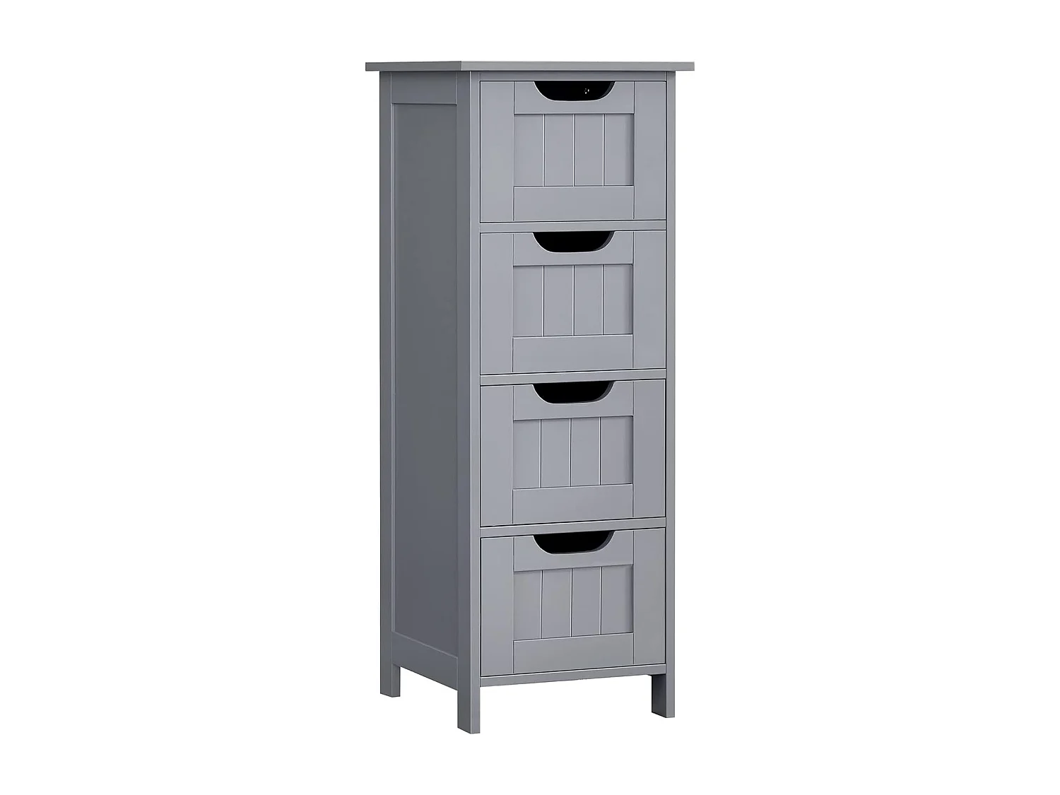 Parya Home Armoire de toilette, armoire de salle de bain, armoire latérale avec 4 tiroirs, 30 x 30 x 82 cm, gris mat
