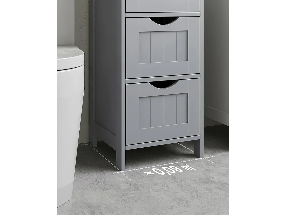 Parya Home Armoire de toilette, armoire de salle de bain, armoire latérale avec 4 tiroirs, 30 x 30 x 82 cm, gris mat