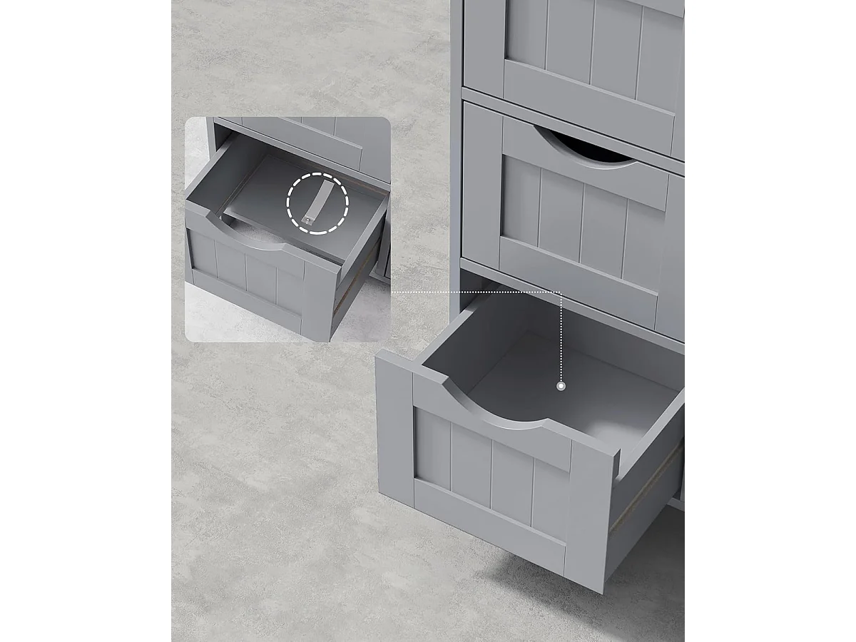 Parya Home Armoire de toilette, armoire de salle de bain, armoire latérale avec 4 tiroirs, 30 x 30 x 82 cm, gris mat